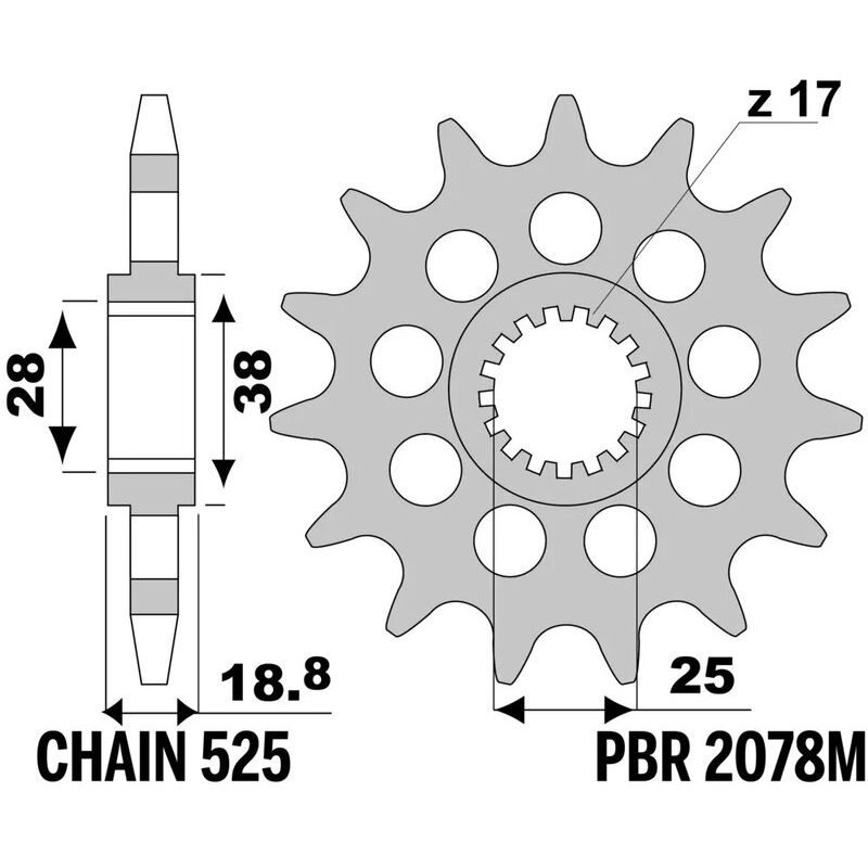 Pignon PBR acier standard - 525