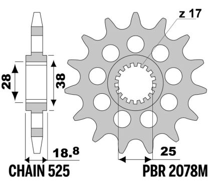 Pignon PBR acier standard - 525