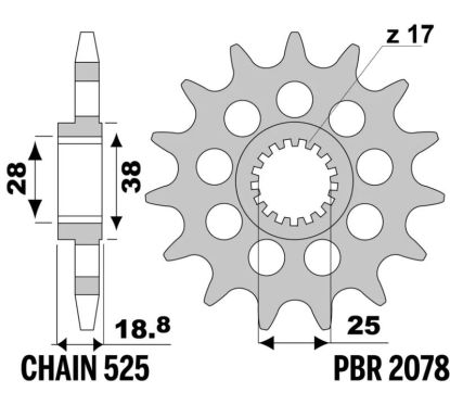 Pignon PBR acier standard - 525