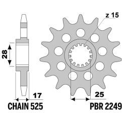 Pignon PBR acier standard - 525