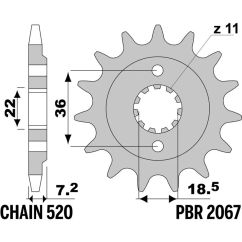 Pignon PBR acier standard - 520