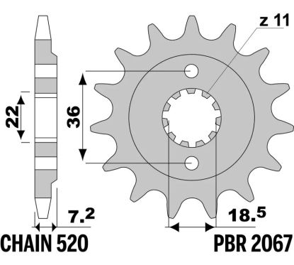 Pignon PBR acier standard - 520