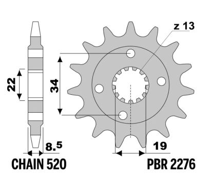 Pignon PBR acier standard - 520