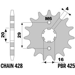 Pignon PBR acier standard - 428