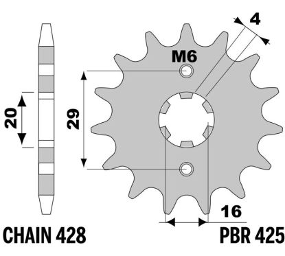 Pignon PBR acier standard - 428