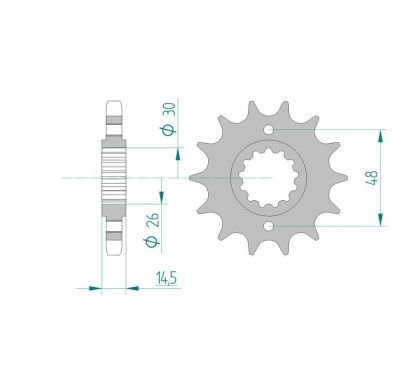 Pignon AFAM acier standard - 530