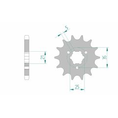Pignon AFAM acier standard - 530