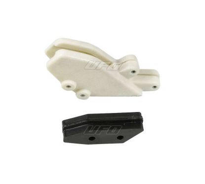 Kit guide chaîne + patin de guide chaîne UFO translucide/noir Kawasaki KX125/250