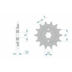 Pignon AFAM acier standard - 520