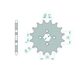 Pignon AFAM acier standard - 420