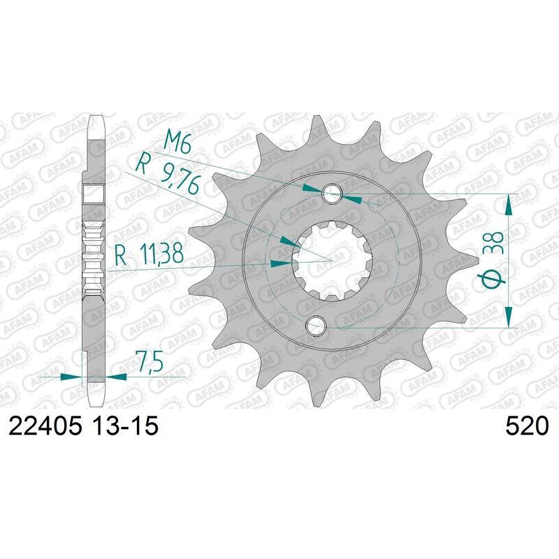 Pignon AFAM acier standard - 520