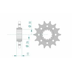Pignon AFAM acier standard - 525