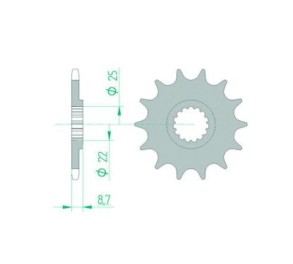 Pignon AFAM acier anti-boue - 520