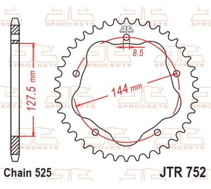 Couronne JT SPROCKETS alu standard - 525 - Nécessite un porte couronne JT SPROCKETS