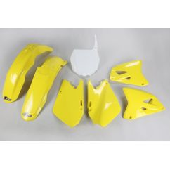 Kit plastique UFO couleur origine jaune/blanc Suzuki RM125/250