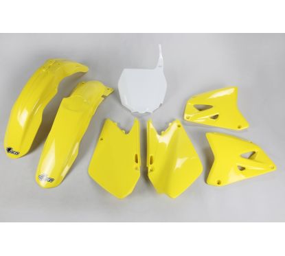 Kit plastique UFO couleur origine jaune/blanc Suzuki RM125/250