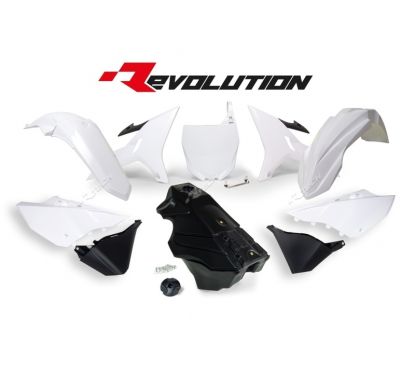Kit plastique RACETECH Revolution + réservoir blanc/noir Yamaha YZ125/250