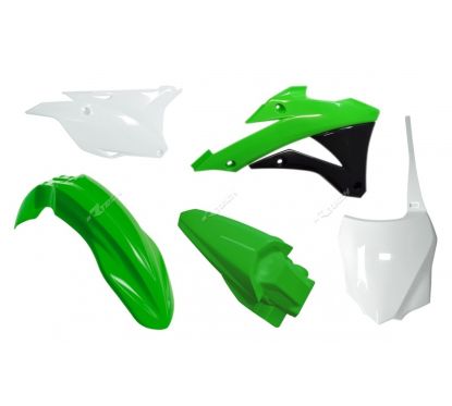 Kit plastique RACETECH couleur origine vert/blanc Kawasaki KX85