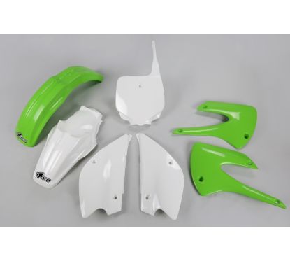 Kit plastique UFO couleur origine (2013) OEM vert/blanc Kawasaki KX85