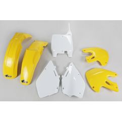 Kit plastique UFO couleur origine jaune/blanc Suzuki RM125/250