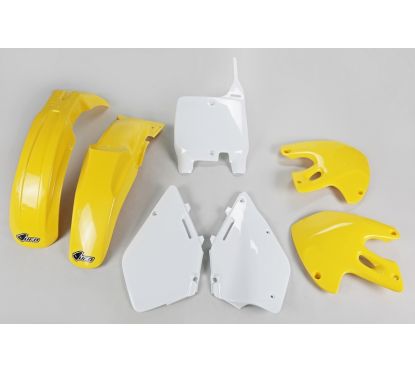 Kit plastique UFO couleur origine jaune/blanc Suzuki RM125/250