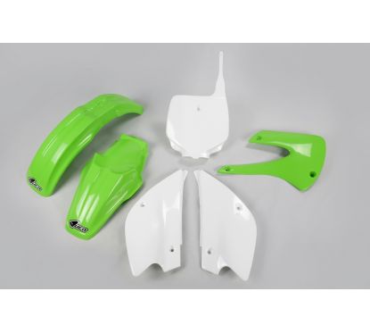Kit plastique UFO couleur origine vert/blanc Kawasaki KX80