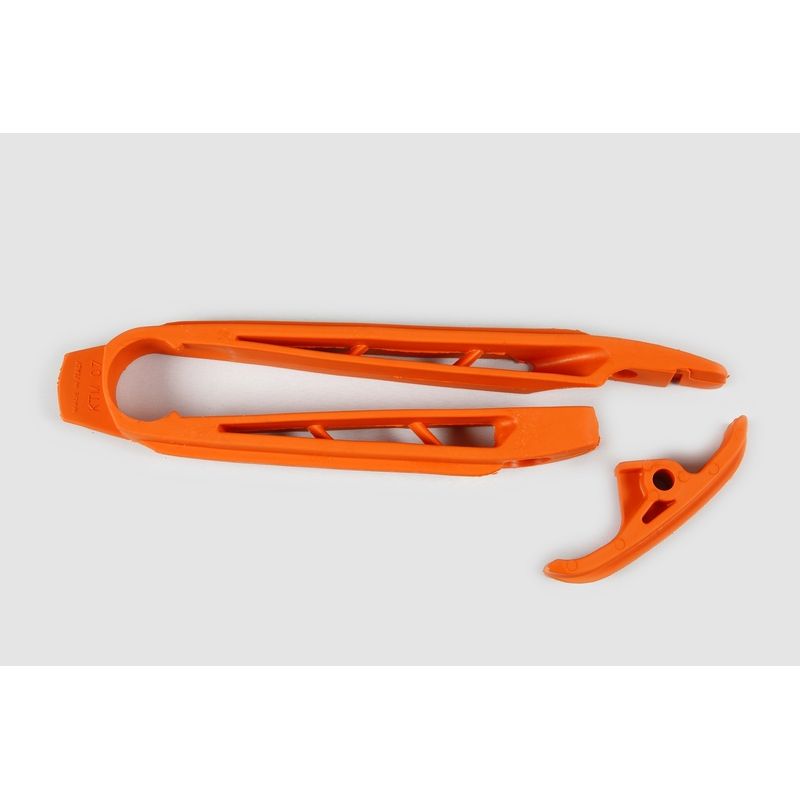 Kit patin de bras oscillant + patin de chaîne inférieur UFO orange KTM