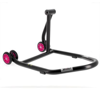 Béquille de stand monobras droite BIHR Home Track noir mat roues rose