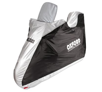 Housse de protection intérieur / extérieur OXFORD Aquatex noir/argent - scooter - avec Top case et bulle haute - S