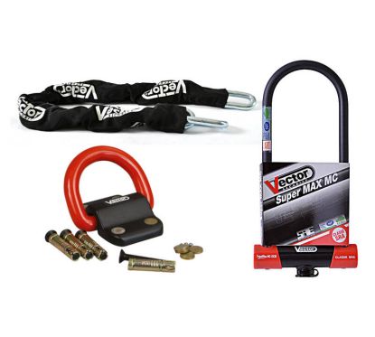 Kit antivol VECTOR Antivol U SuperMax L2 Ø16mm + Chaîne Ø13mm / 1,3m + Fixation Ø22mm - Classe SRA / ART