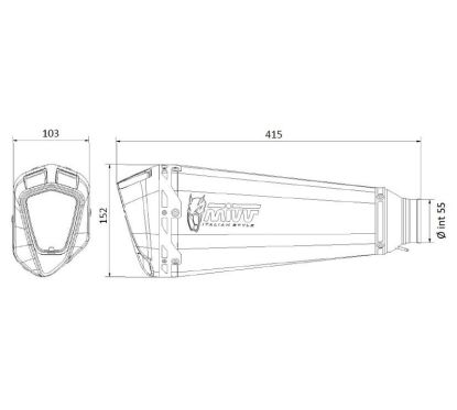 Silencieux MIVV universel Delta Race acero inoxodable / carbone - Côté droit
