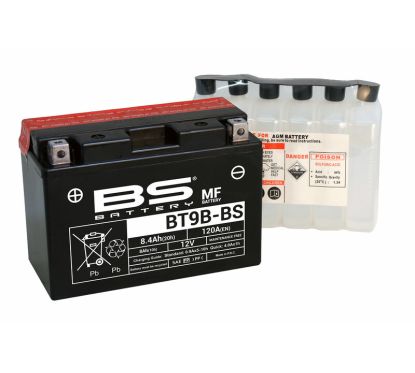 Batterie BS BATTERY sans entretien avec pack acide - BT9B-BS