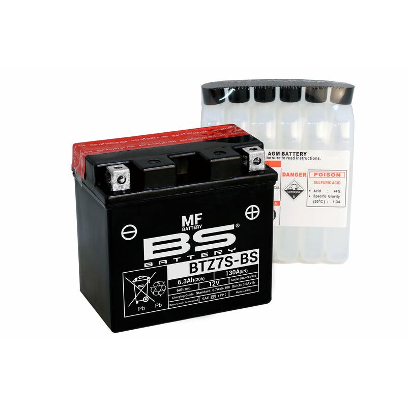 Batterie BS BATTERY sans entretien avec pack acide - BTZ7S-BS