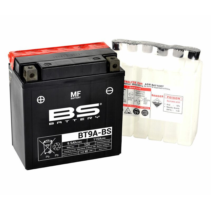 Batterie BS BATTERY sans entretien avec pack acide - BT9A-BS