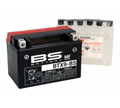 Batterie BS BATTERY sans entretien avec pack acide - BTX9-BS