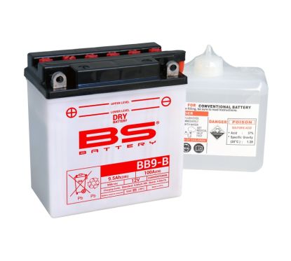 Batterie BS BATTERY Haute-performance avec pack acide - BB9-B