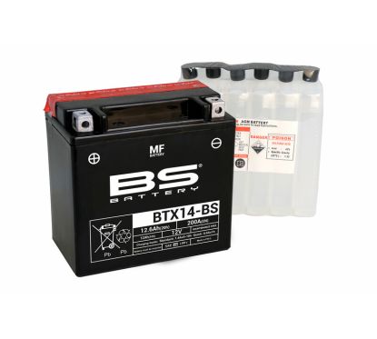 Batterie BS BATTERY sans entretien avec pack acide - BTX14-BS