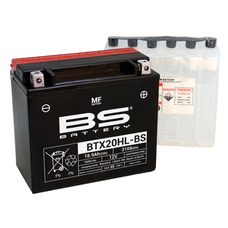 Batterie BS BATTERY sans entretien avec pack acide - BTX20HL-BS