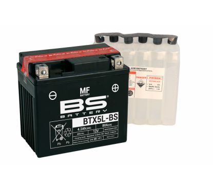 Batterie BS BATTERY sans entretien avec pack acide - BTX5L-BS