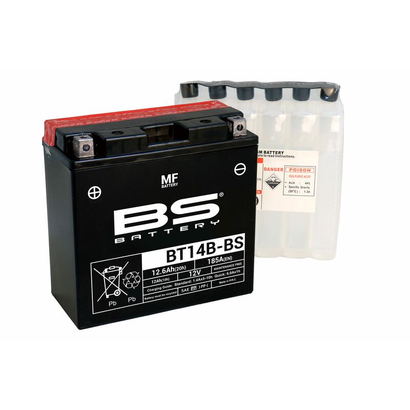 Batterie BS BATTERY sans entretien avec pack acide - BT14B-BS