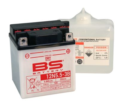 Batterie BS BATTERY conventionnelle avec pack acide - 12N5.5A-3B