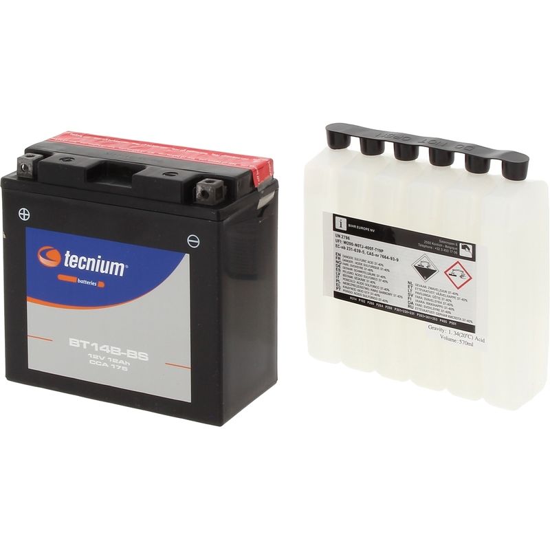 Batterie TECNIUM sans entretien avec pack acide - BT14B-BS