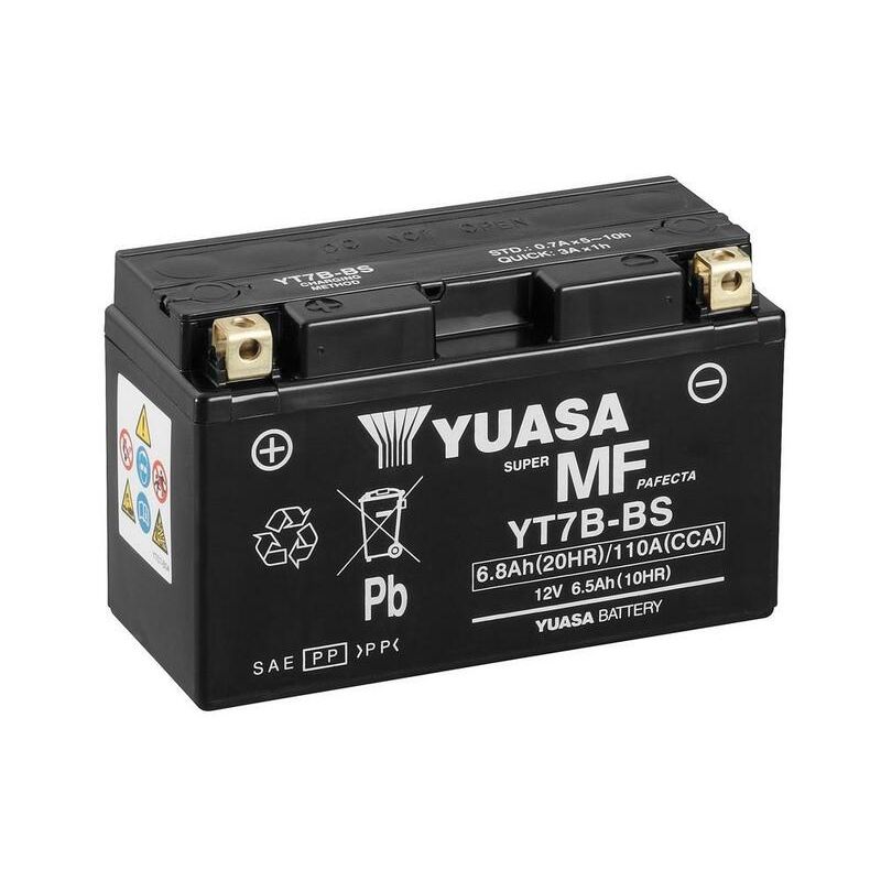 Batterie YUASA sans entretien avec pack acide - YT7B-BS