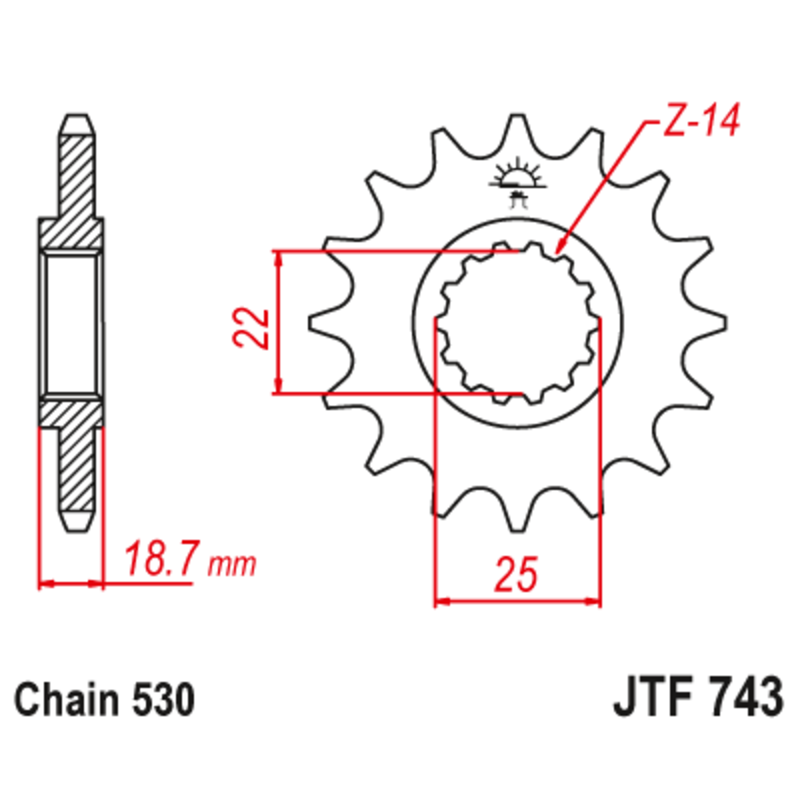 Pignon JT SPROCKETS acier anti-bruit - 530