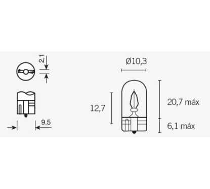 Ampoule TECNIUM T10 12V 3W - x10