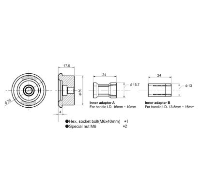 Adaptateur de rétroviseur embouts de guidon DAYTONA Universal