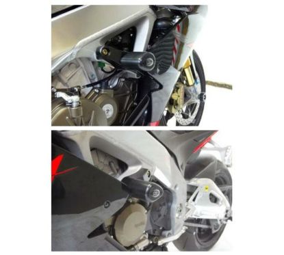 Tampons de protection R&G RACING Aero noir Aprilia RSV4 R/RR/RF/Factory