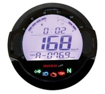 KOSO D64 DL-03S (Black) Speedometer + Tachometer +Indicator Lights (Display LCD)