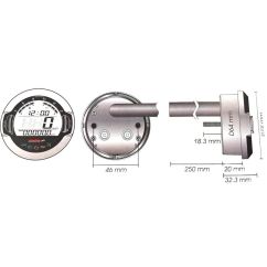 KOSO D64 DL-03S (Black) Speedometer + Tachometer +Indicator Lights (Display LCD)
