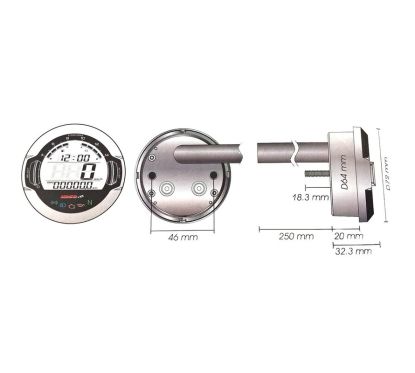 KOSO D64 DL-03S (Black) Speedometer + Tachometer +Indicator Lights (Display LCD)